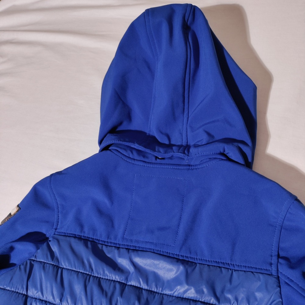 Tom Tailor Kids Blue Hybrid Puffer Softshell Hooded Jacket Size XS - Picture 10 of 11
